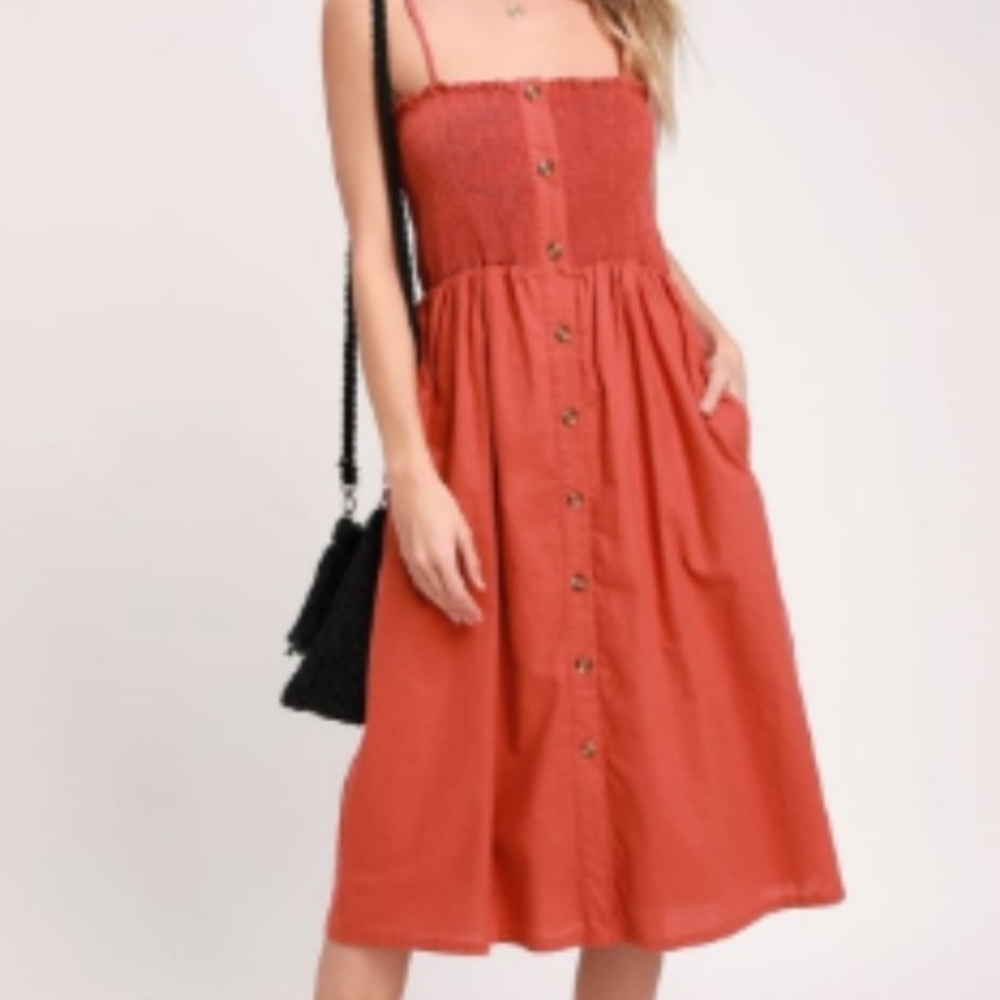 Smocked Button Up Dress